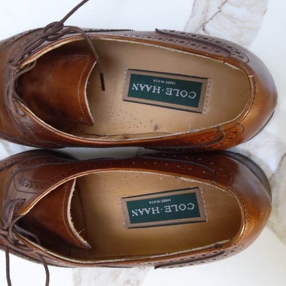 Cole Haan Derby Oxford Wingtip brown leather lace up shoes Mens 9 - Picture 4 of 11
